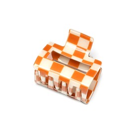 QinGoo Small Orange Chessboard Hair Clip Hair Accessories Hair Clip Fine Medium Thick Short Medium Hair 1 Piece (5.2 cm x 5 cm, Orange)