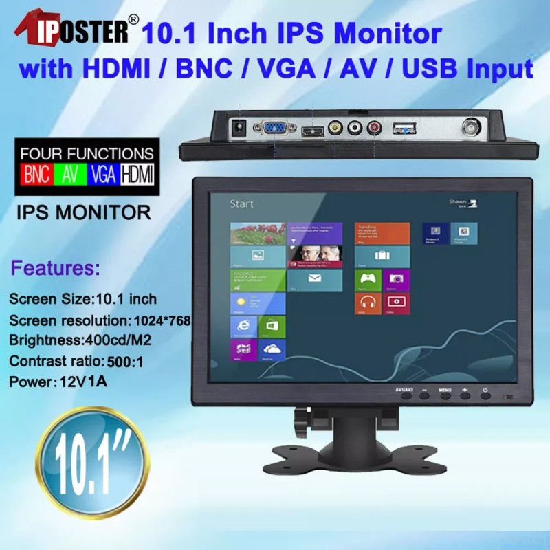 IPoster Portable Monitor 10 Inch LCD Display Screen with AV
