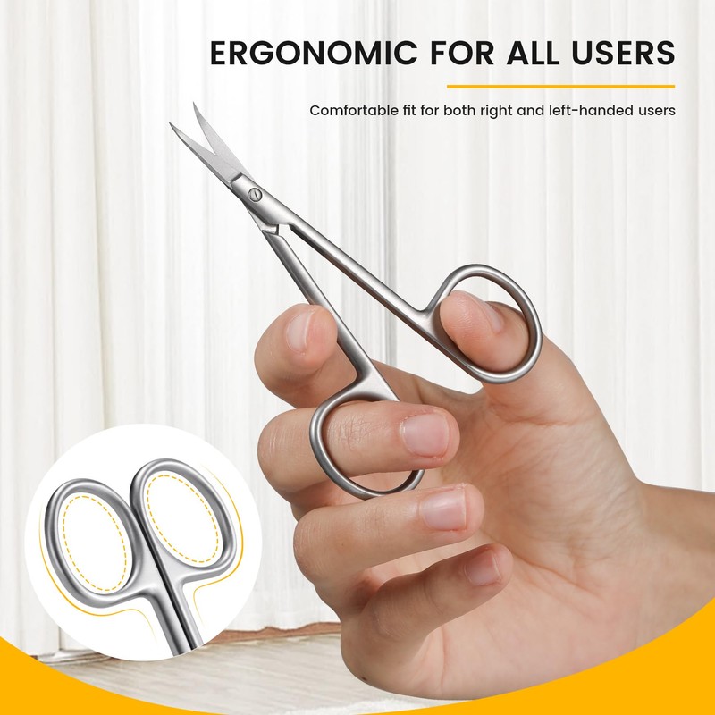 BEZOX Precision Curved Tip Cuticle Scissors - Sharp Scissors for