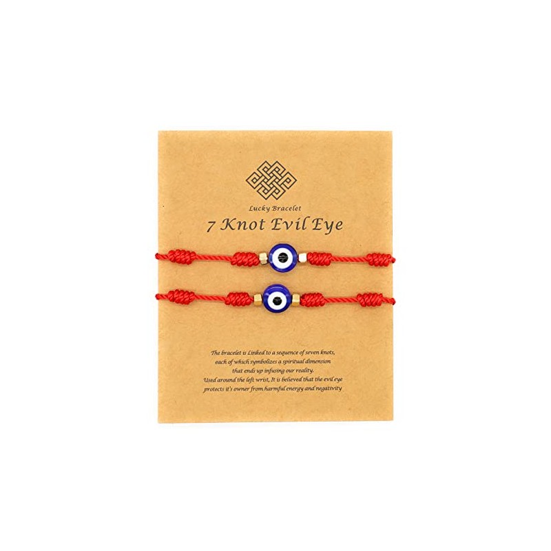 Jasimkiss Evil Eye 7 Knot Lucky Bracelets Adjustable Red String