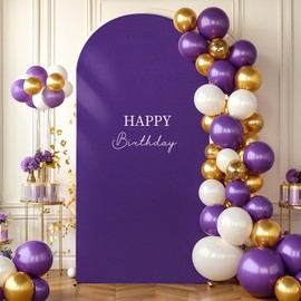 6.6FT Purple Arch Backdrop Cover - Spandex Fitted Wedding Arch Stand Covers Round Top Chiara Arch Backdrop Cover for Birthday Party Banquet Photo Background Decoration