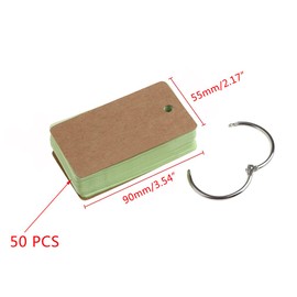TOP-MAX Flash Cards, 1 Pack 50 Sheets Mini Blank Study Cards Revision Cards Index Cards with Binder Ring for School Learning Memory Study Note (Green),3.54 x 2.17 inch