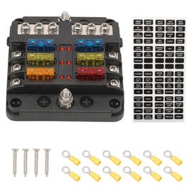 ZEALfix 6 Compartment Car Fuse Holder Fuse Box for Motorhome Boat Caravan Caravan Trailer Fuses Power Distributor 12 V - 32 V