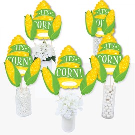 Big Dot of Happiness It's Corn - Fall Harvest Party Centerpiece Sticks - Table Toppers - Set of 15
