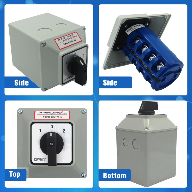 KEYMOO 63A Rotary Changeover Switch with Exterior Box, 4NO 4NC