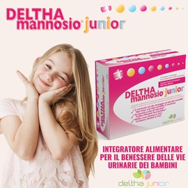 DELTHAmannosio Junior D Mannosio alto dosaggio 500mg Mirtilli rossi e nucleotidi purificati Made in Italy per le vie urinarie dei bambini