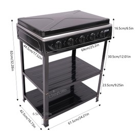 Giciashop Natural Gas 5-Burner Outdoor Stove, Portable with Windshield, 2 Placement Boards, Ideal for Camping, Fishing, RV Travel