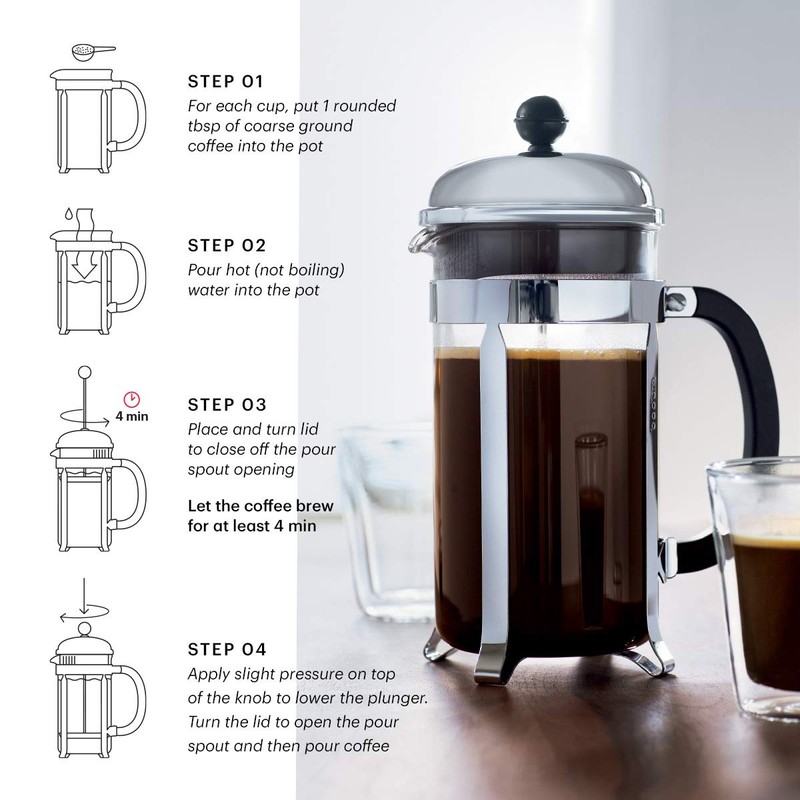 Bodum 34oz Chambord French Press Coffee Maker, High-Heat Borosilicate Glass,