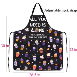 ENSIANTH Cupcake Aprons for Women with Pockets Mini Cupcake Gifts Cupcake Lovers Gifts Baking Cooking Kitchen Chef Apron (2499 Cupcake Apron)