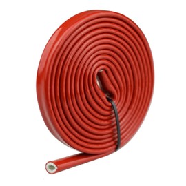 3/8 ID Red Silicone Coated Fiberglass Heat Shielded Sleeve Fire Thermo Armor for Hose Lines & Electrical Wiring, 5 Feet
