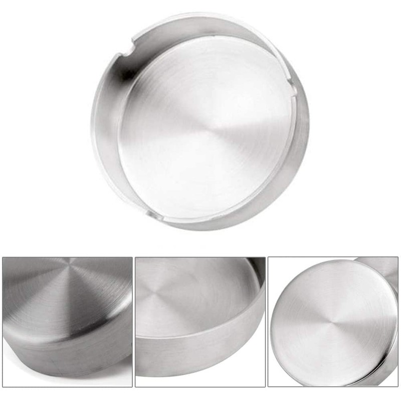 Set of 2 10 cm Stainless Steel Ashtray Modern Tabletop