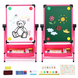 Art Easel for Kids Double Sided Easel Designed with Height Adjustable Function & Large Storage Bag Whiteboard & Chalkboard 360°Rotating Drawing Easels for Kids (26inch-43inch)