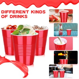 Dualshine 100 Pack Red Plastic Cups 12 oz,Disposable Cups for Party,Heavy Duty Drinking Cups,Christmas Shot Cups for Wedding Birthday Beer Taste Serving Snack Sample Tastings Barbecues