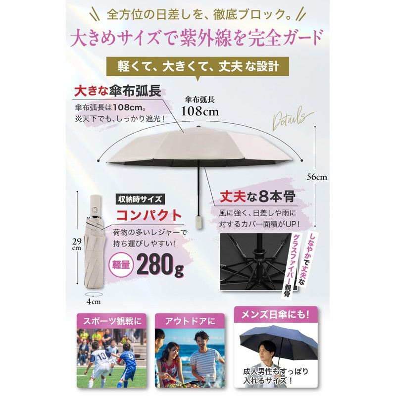 Parasol, For Sunny and Rainy Weather, 100% UV Reduction, Complete
