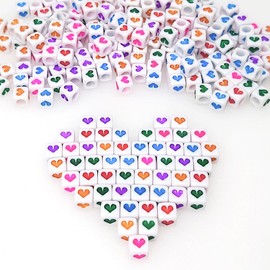 500 abalorio coloridas de 6 x 6 mm, diseño de corazón de cubeta de 6 x 6 mm, forma de plástico mixta, abalorio sueltas para hacer joyas, pulseras, collares, llaveros (color blanco)
