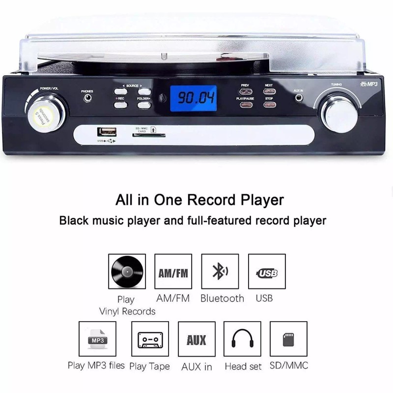 DIGITNOW Bluetooth Record Player Turntable with Speakers Stereo LP Vinyl