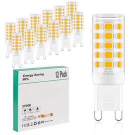 Ocixhbe G9 LED Bulb Dimmable 3W, T4 G9 4W Replacement for 40 Watts Halogen, 2700k Soft Warm White, Chandelier Lighting, AC 120V No-Flicker, Pack of 12