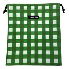 Deodorizing Drawstring Bag, Medium, Antibacterial, Gingham Green