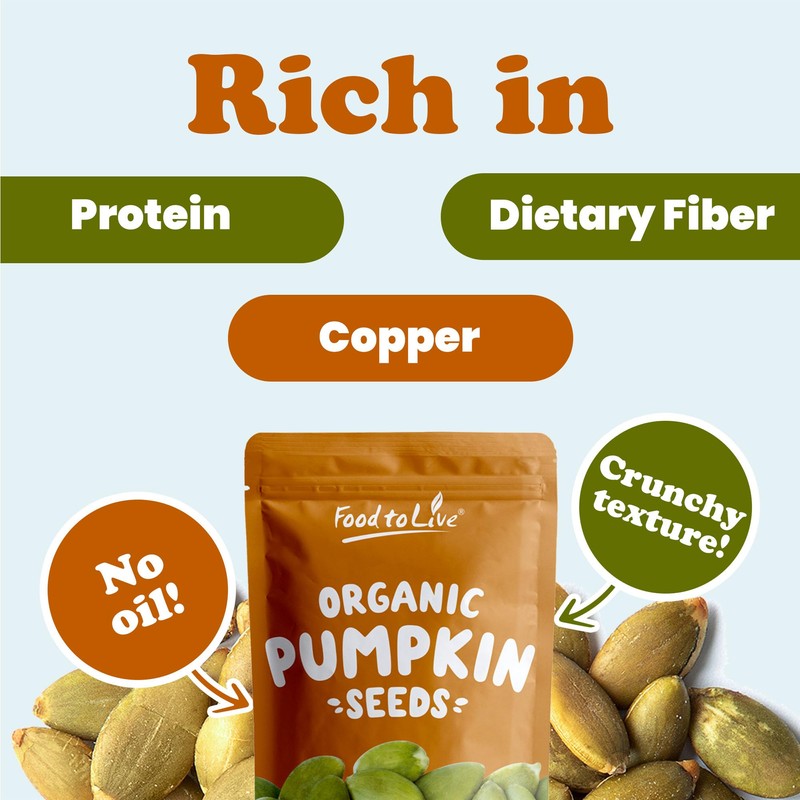 Food to Live Organic Dry Roasted Pumpkin Seed Kernels with