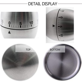 Ranvi Kitchen Timer, Egg-Shaped Stainless Steel Mechanical Rotating Timer, 60 Minutes Cooking