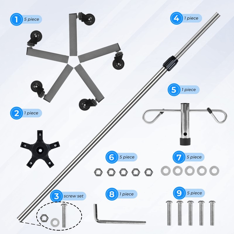 Konmee IV Poles IV Stands Portable Rolling 2 Hook 5