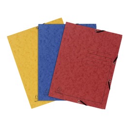 Exacompta - Ref 55432E - Elasticated 3-Flap Folder - 240 x 320mm in Size, Suitable for Storing A4 Documents, 355gsm Mottled Pressboard - Assorted Colours (Pack of 3)