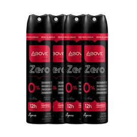 ABOVE 12 Hours Deodorant Set - Dry Spray for Men - Sensual and Floriental Fragrance - Protects Against Sweat and Body Odor - Offers Instant Freshness - Stain Free Application - Feel Free Zero - 4 pc