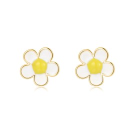 SLUYNZ Solid 925 Sterling Silver Plumeria Flower Stud Earrings for Women Teens White Flower Stud Earrings Spring