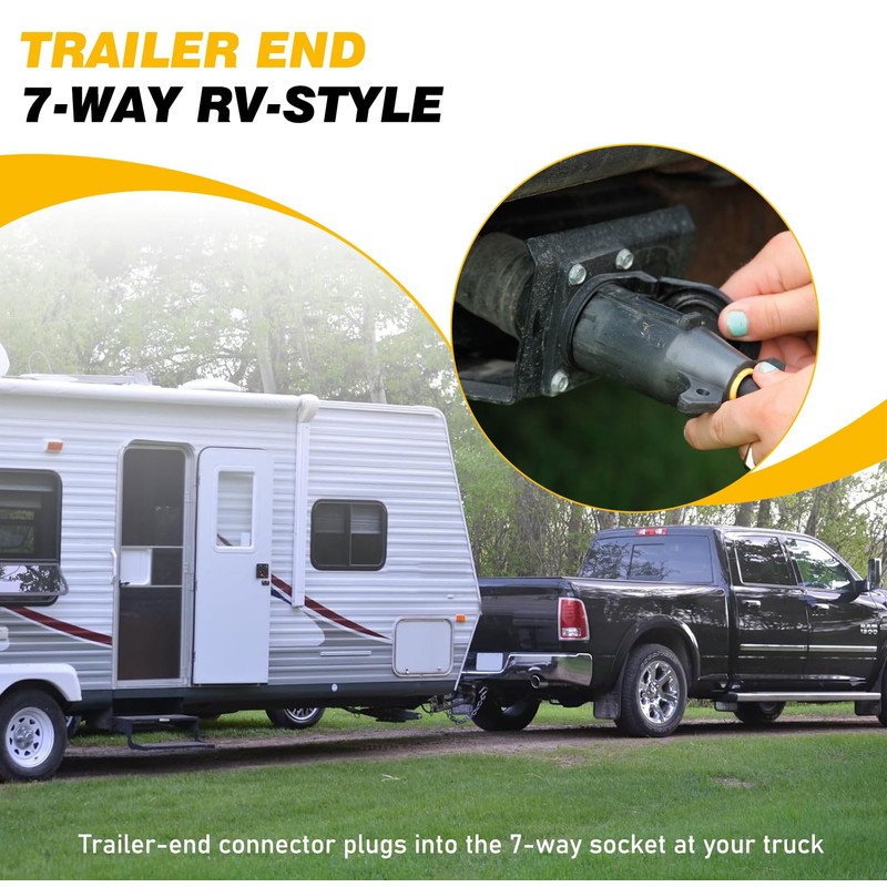 PKDOAX 7 Pin Trailer Plug 12V, Trailer Side Male End
