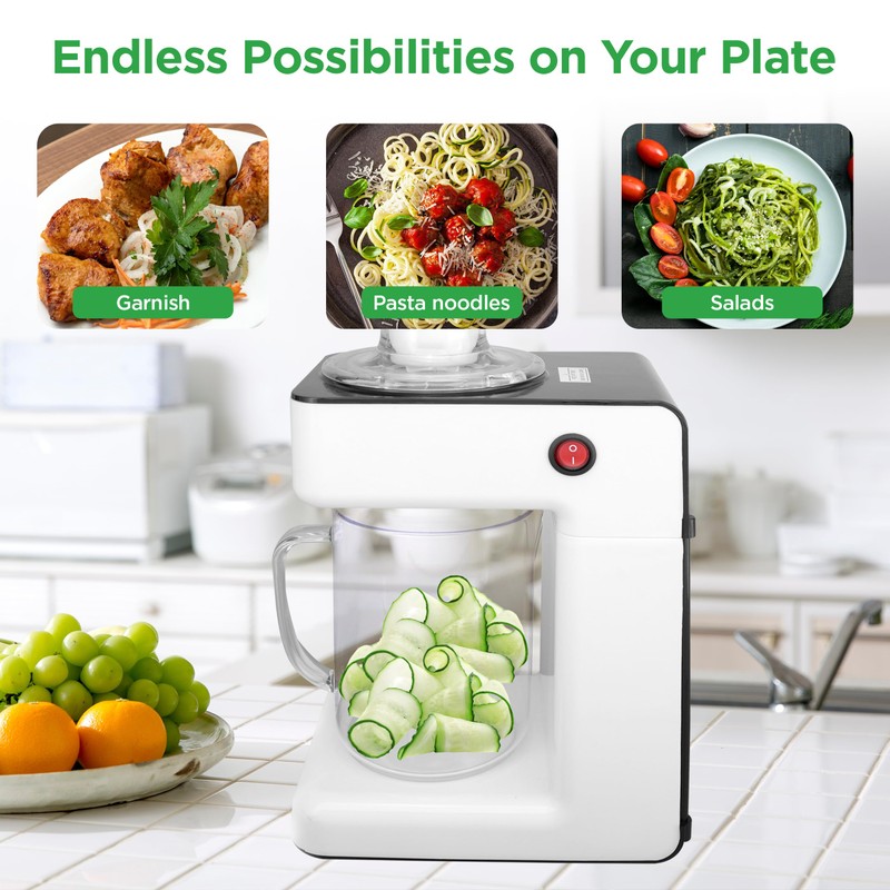 NutriChef 3-in-1 Electric Vegetable Chopper, Spiralizer, and Salad Maker -