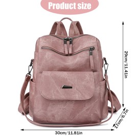 Travel Rucksack Women Backpacks Anti Theft, PU Leather Fashion Backpacks Handbag for Women Travel, High Capacity Shoulder Bags Waterproof School Bags Retro Ladies Backpack Work Travel Daypack (Pink)