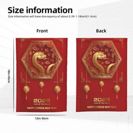 Year Of The Snake 2025 Happy Chinese New Year Garden Flags 12 x 18 Inches Double-Sided Banner Yard Flag Without Flagpole for Room Festivals Events Party Parades