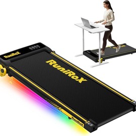 Walking Pad Treadmill with Incline and Lights, Under Desk Treadmill with Incline for Home Office, 3 in 1 Portable Treadmill with LED Display and APP - Style: Yellow