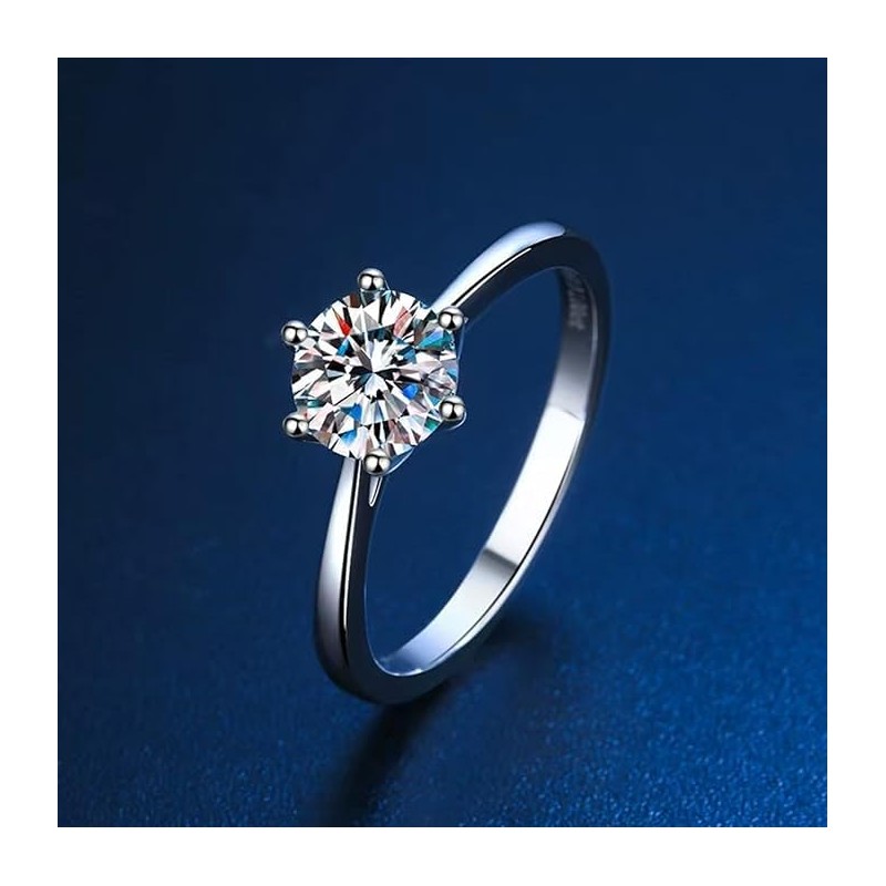 ShiKeWei White Gold Plated Adjustable Women's Ring - 1 Carat