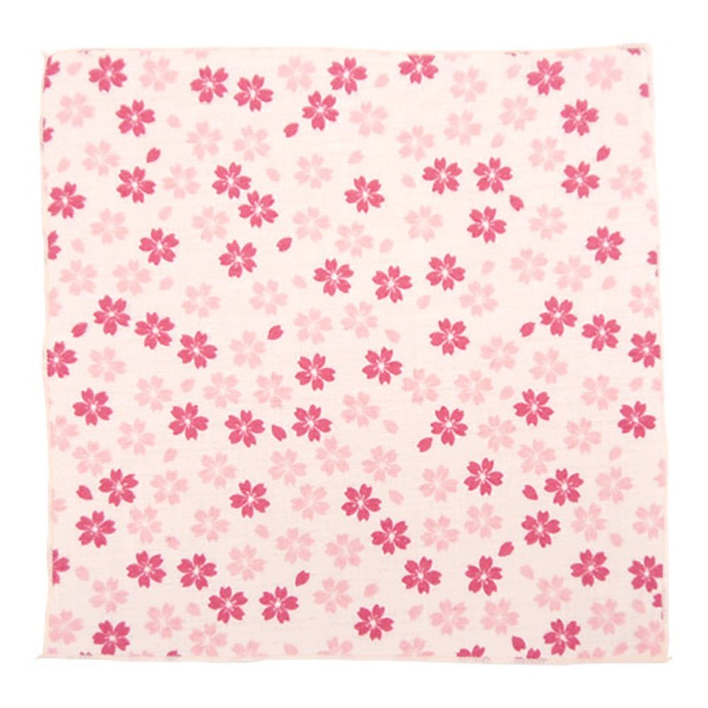 濱文様 和たおるセミウォッシュ（タオルハンカチ） まめ桜 ピンク
