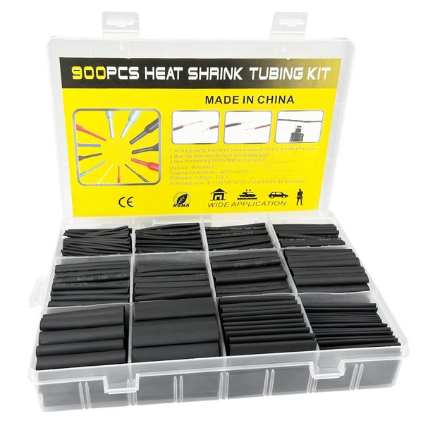 Gentpovth 900 Piece Heat Shrink Tube Set, Heat Shrink Tubing