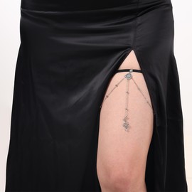 JJDreams Punk Gothic Poho Multi-layer Thigh Leg Chain Body Jewellery Accessories Elasticity Adjustable Thigh Chain for Women, Gemstone, No