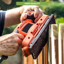 BLOSTM 40PCS Sandpaper for Electric Sander - Hook and Loop Sanding Pads Assorted 40/60/80/120/ 180/240/320/400 Grit Fit Rectangular Electric Sander - 93 x 185mm