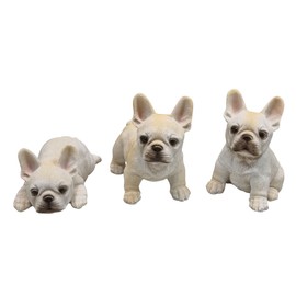 Fachhandel Plus Pack of 3 French Bulldogs Puppies Animal Figurines Lifelike Indoor Outdoor