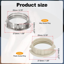 PATIKIL G9 Light Socket Rings, 12 Pcs Shade Holder Adapter Alloy Ring Converter Light Holder for G9 Ceramic Lamp Holder Socket, Silver Tone/White