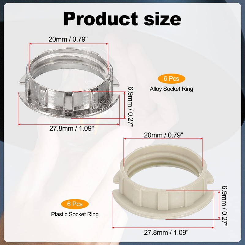 PATIKIL G9 Light Socket Rings, 12 Pcs Shade Holder Adapter