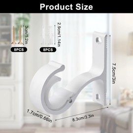 Pack of 4 Metal Curtain Rod Holders, Robust Curtain Rod Holder, Curtain Pole Ceiling Mount, White, Curtain Rod Holders, Adjustable Curtain Rod Holder, for Cupboard, Wardrobe