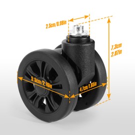 Volein Pack of 2 Suitcase Castors Replacement Wheels with Brake, Suitcase Replacement Wheels, Wear-Resistant Rubber Replacement Wheels for Most Suitcases (Black)