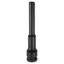 sourcing map Deep Thin Wall Impact Socket 8mm Metric 6 Point Socket 1/2" Square Drive 5" Extra Long Phosphated CR-V Steel Industrial Grade Spindle Axle Nut Socket, Black