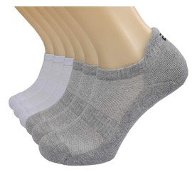 EVERSWE 1-6 Pairs Anti-Blister Cushioned Cotton Trainer Socks for Men Women Breathable Low Cut Sports Athletic Ankle Socks (S (3-5), 6 prs White/Grey)