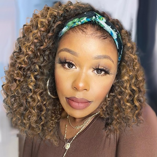 Aisaide Headband Wig 14 Inch Kinky Curly Headband Wigs for
