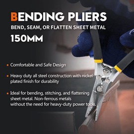 6 Inch Sheet Metal Hand Seamer with 1/4" Depth Markings Straight Jaw Sheet Metal Bender Tools for Bending and Flattening Sheet Metal with Double Dipped Cushion Handle