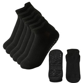 4 Pairs Non Slip Grip Yoga Socks, with Anti-Slip Silica Gel Particles, Breathable Socks, for Running, Ballet, Dance, Hospital,Home Workout,Yoga,Fitness Size 34-40