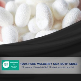 THXSILK Mulberry Silk Pillowcase for Hair and Skin with Hidden Zipper, Both Side 25 Momme Silk, Natural Silk Pillowcase Pillow Cover with Gift Box(20inch x 36inch, King Size, Black, 1pc)