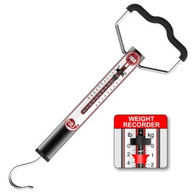 SNAIL TRAIL 20 LB / 50 LB Aluminum Tube Spring Fish Scale with Peak Weight Marker & Zero Reset, Mechanical Fishing Weighing Gauge with Hook, Non-Digital Hand Held Pull Weigher, Hanging Drag Scale